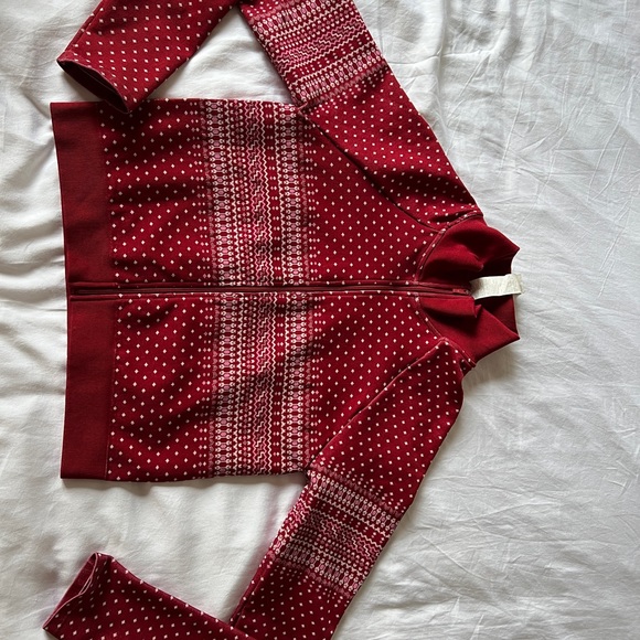 Fabletics Spiced Apple Festive Fair Isle Holiday Seamless Cropped Jacket size XL - Picture 10 of 12